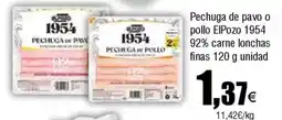FROIZ 1954 ELPOZO Pechuga de pavo o pollo 92% carne lonchas finas oferta