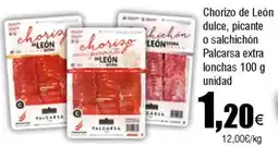 FROIZ Chorizo de León dulce, picante o salchichón Palcarsa extra lonchas oferta