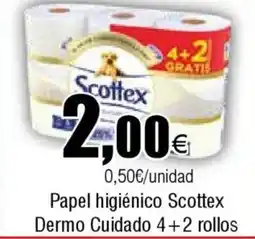 FROIZ SCOTTEX Papel higiénico Dermo Cuidado 4+2 rollos oferta