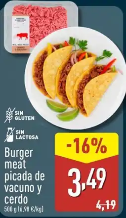 ALDI Burger meat picada de vacuno y cerdo oferta