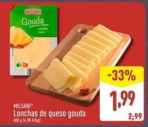 ALDI MILSANI Lonchas de queso gouda oferta