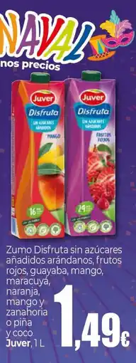 Unide Market JUVER Zumo Disfruta sin azúcares añadidos arándanos, frutos rojos, guayaba, mango, maracuyá, naranja oferta