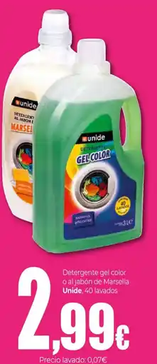 Unide Supermercados UNIDE Detergente gel color o al jabón de Marsella oferta