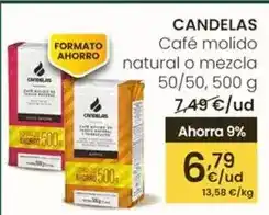 Eroski CANDELAS Café molido natural o mezcla oferta