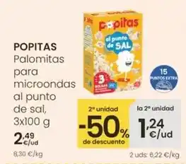 Popitas - palomitas para microondas al punto de sal