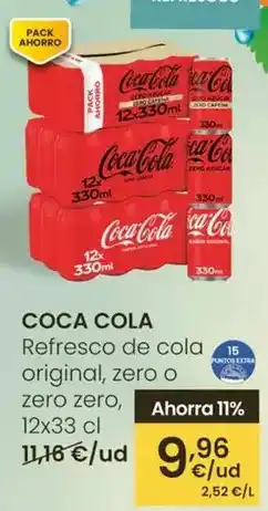 Eroski Coca-cola - refresco de cola original, zero o zero zero oferta
