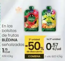 Eroski Danone - en las bolsitas de frutas bledina senalizadas oferta