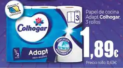 Unide Market COLHOGAR Papel de cocina 3 Adapt 3 rollos oferta