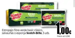 Unide Market SCOTCH-BRITE Estropajo fibra verde basic clásico, salvauñas o esponja oferta