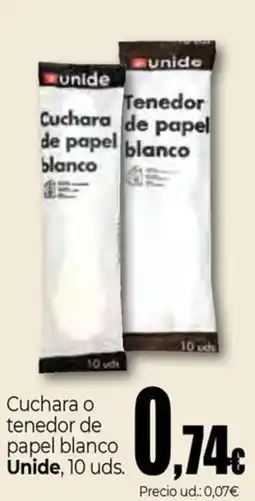 Unide Market UNIDE Cuchara o tenedor de papel blanco oferta