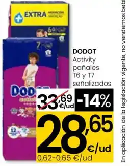 Aliprox DODOT Activity pañales T6 y T7 señalizados oferta