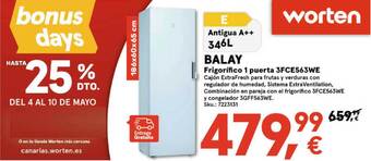 Worten Balay Frigorífico 1 Puerta 3FCE563WE oferta