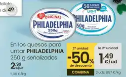 Eroski PHILADELPHIA En los quesos para untar señalizados oferta