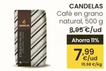 Eroski CANDELAS Café en grano natural oferta