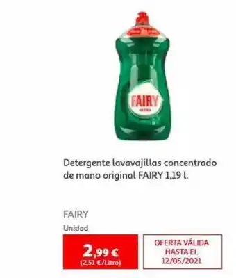 Alcampo Fairy Detergente Lavavajillas Concentrado De Mano Original 1,19L oferta