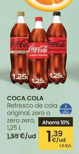 Eroski COCA COLA Refresco de cola original, zero o zero zero oferta