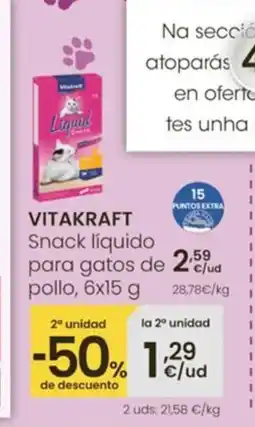 Eroski VITAKRAFT Snack líquido para gatos de 25 aud pollo oferta