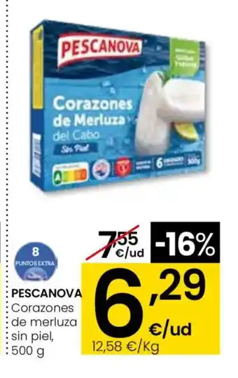 PESCANOVA Corazones de merluza sin piel