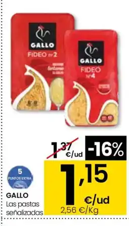 Eroski GALLO Las pastas señalizadas oferta