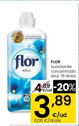 Eroski FLOR Suavizante concentrado azul, 78 dosis oferta