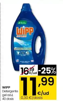Eroski WIPP Detergente gel azul, 40 dosis oferta