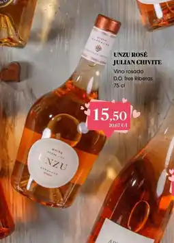Supermercados Plaza UNZU ROSÉ JULIAN CHIVITE Vino rosado D.O. Tres Riberas oferta
