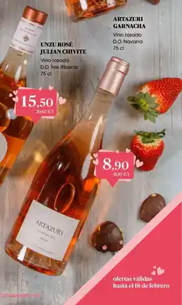 Supermercados Plaza ARTAZURI GARNACHA Vino rosado D.O. Navarra oferta