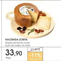 Supermercados Plaza HACIENDA ZORITA Queso de leche cruda puro de oveja, al corte oferta