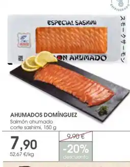 Supermercados Plaza AHUMADOS DOMÍNGUEZ Salmón ahumado corte sashimi oferta