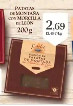 Supermercados Plaza Patatas de montaña con morcilla de león oferta
