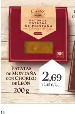 Supermercados Plaza Patatas de montaña con chorizo de león oferta