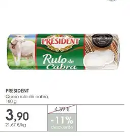 Supermercados Plaza PRESIDENT Queso rulo de cabra oferta