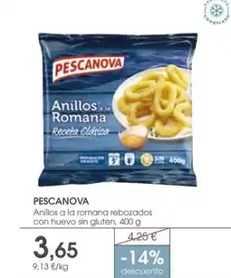 Supermercados Plaza PESCANOVA Anillos a la romana rebozados con huevo sin gluten oferta
