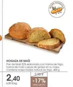 Supermercados Plaza Hogaza de maíz oferta