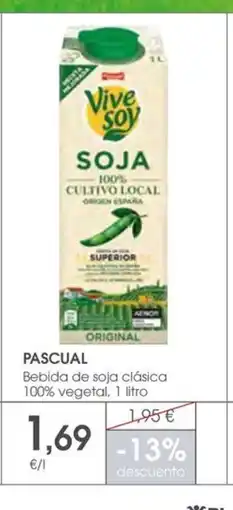 Supermercados Plaza PASCUAL Bebida de soja clásica 100% vegetal oferta