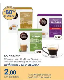 Supermercados Plaza DOLCE GUSTO Cápsulas de café Milano, Genova o descafeinado Bologna, 14 cápsulas oferta