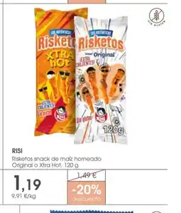 Supermercados Plaza RISI Risketos snack de maíz horneado Original o Xtra Hot oferta