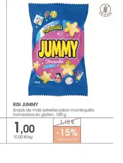 Supermercados Plaza RISI JUMMY Snack de maíz estrellas sabor mantequilla horneados sin gluten oferta