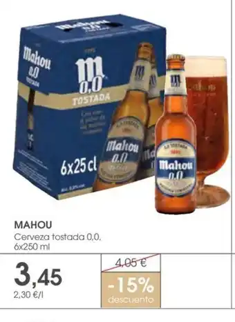 Supermercados Plaza MAHOU Cerveza tostada 0,0 oferta