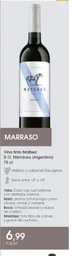 Supermercados Plaza MARRASO Vino tinto Malbec D.O. Mendoza (Argentina) oferta