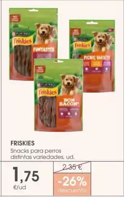 Supermercados Plaza FRISKIES Snacks para perros distintas variedades oferta