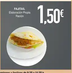 Masymas Fajitas, elaboración propia ración oferta