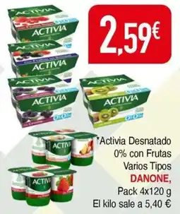 Masymas DANONE Activia Desnatado 0% con Frutas Varios Tipos oferta