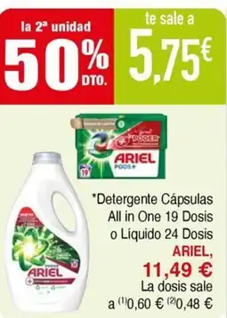 Masymas ARIEL Detergente Cápsulas All in One 19 Dosis o Líquido 24 Dosis oferta