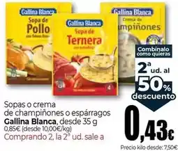 Unide Supermercados Gallina blanca - sopas o crema de champiñones o esparragos oferta