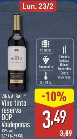 ALDI VIÑA ALBALI Vino tinto reserva DOP Valdepeñas oferta