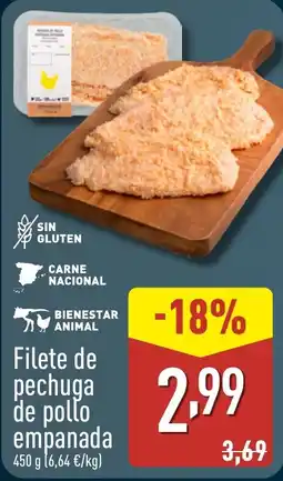 ALDI Filete de pechuga de pollo empanada oferta
