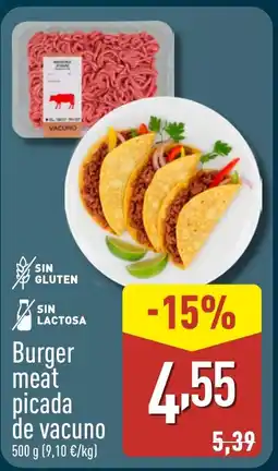 ALDI Burger meat picada de vacuno oferta