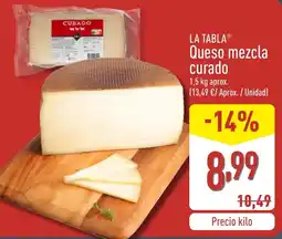 ALDI LA TABLA Queso mezcla curado oferta