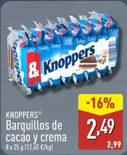 ALDI KNOPPERS Barquillos de cacao y crema oferta